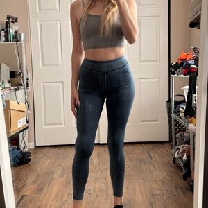 High-Waisted Denim Leggings